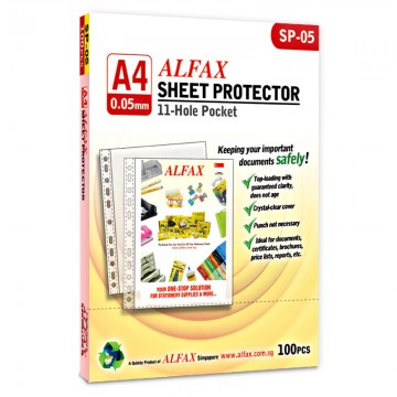ALFAX SP05 Sheet Protector 11 Hole 0.05mm A4 100's