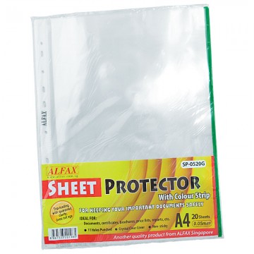 ALFAX SP0520B Sheet Protector 11 Hole Refill 20' Green