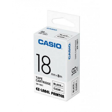 CASIO XR18X1 Labelling Tape 18MM Black on Clear