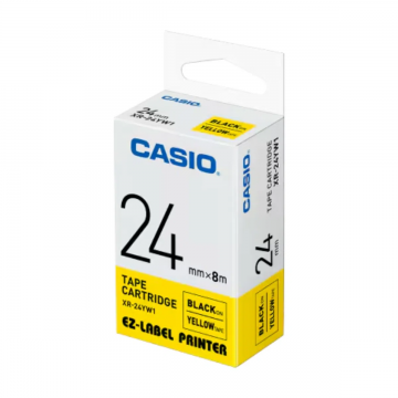 CASIO XR24YW1 Labelling Tape 24MM Black on Yellow