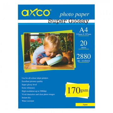 AXCO Photo Paper Super Glossy 170g A4 20's