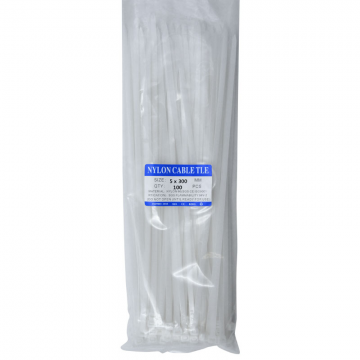 Cable Tie 5x300mm 12" White 100's