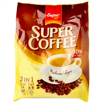SUPER Coffee 3 in 1 Less Sugar 16gx40's (Yellow)