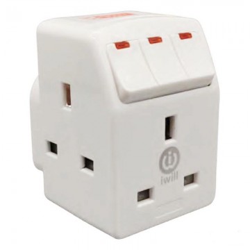 938A 3 Way Multi Adaptor with Individual Switch