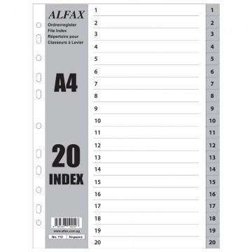 ALFAX 113 PP Grey Divider 1-20 A4