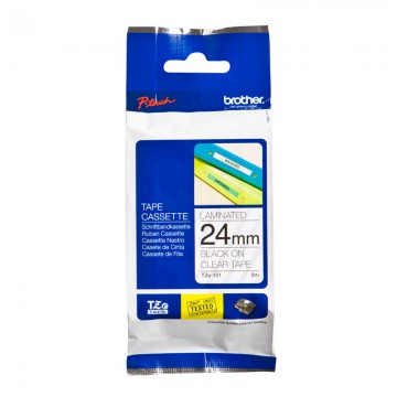 BROTHER TZE151  Labelling Tape 24MM Black on Clear