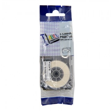 AR12WE COMPATIBLE Label Tape for Casio 12mm Black on White