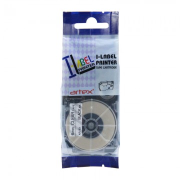 AR6X COMPATIBLE Label Tape for Casio 6mm Black on Clear