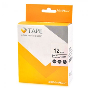 VARIMARK 12XTK Labelling Tape 12mm  Black on Transparent