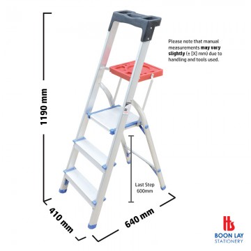 ALFAX 3 Step Aluminium Ladderwith Tray LL3A