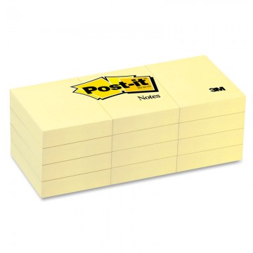 3M 653YE Post-it Notes 1.5"x2" Yellow 12's