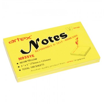 ARTEX N935YE Notes 75x125mm 100's Yellow