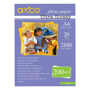 AXCO Ultra Glossy Photo Paper 200g A4 20's